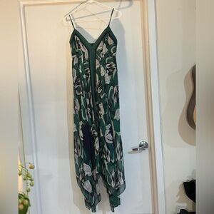 BCBG Maxazria - Green Floral Print Handkerchief Dress - Women’s Small